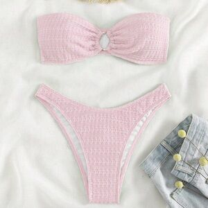 Elegant Pink Bandeau Bikini Set